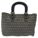 FENDI Zucchino Canvas Hand Bag Navy Silver Auth yk17654-2