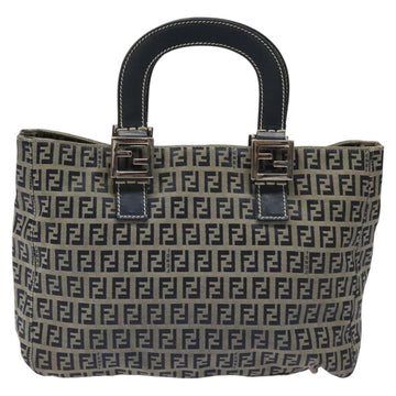FENDI Zucchino Canvas Hand Bag Navy Silver Auth yk17654 - 0