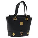 MCM Hand Bag Leather Black Gold Auth yk17655-1