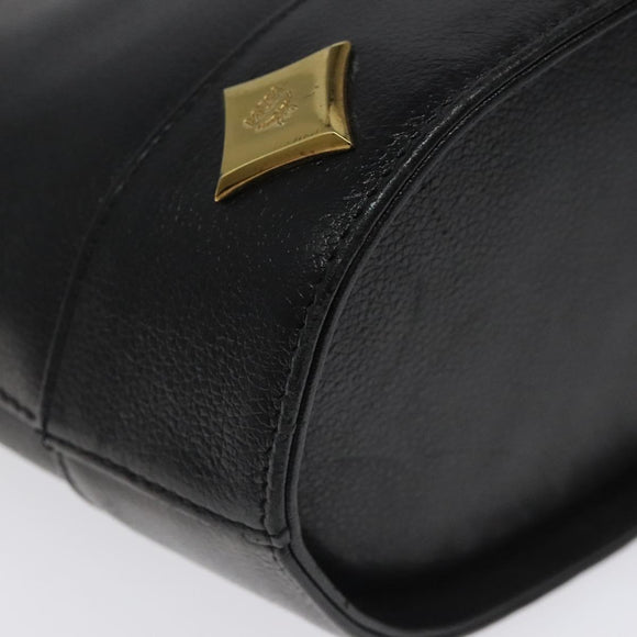 MCM Hand Bag Leather Black Gold Auth yk17655