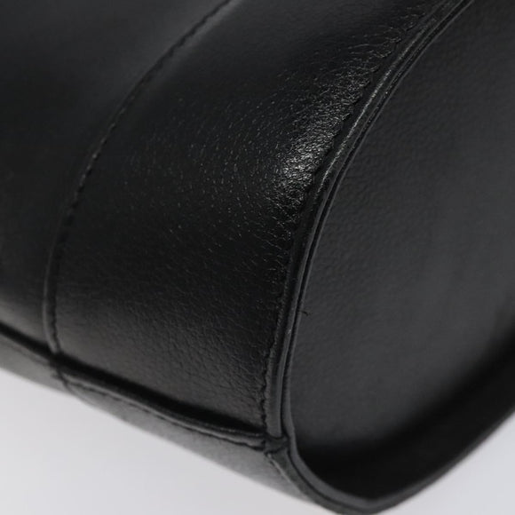 MCM Hand Bag Leather Black Gold Auth yk17655