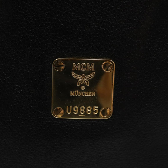 MCM Hand Bag Leather Black Gold Auth yk17655