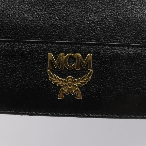 MCM Hand Bag Leather Black Gold Auth yk17655