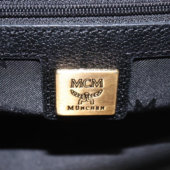 MCM Hand Bag Leather Black Gold Auth yk17655