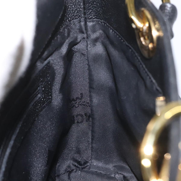 MCM Hand Bag Leather Black Gold Auth yk17655