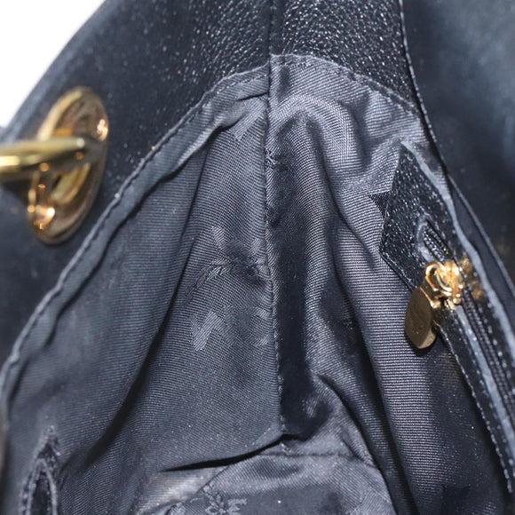 MCM Hand Bag Leather Black Gold Auth yk17655