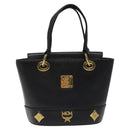 MCM Hand Bag Leather Black Gold Auth yk17655-13