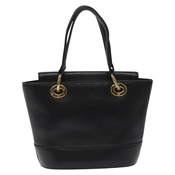 MCM Hand Bag Leather Black Gold Auth yk17655
