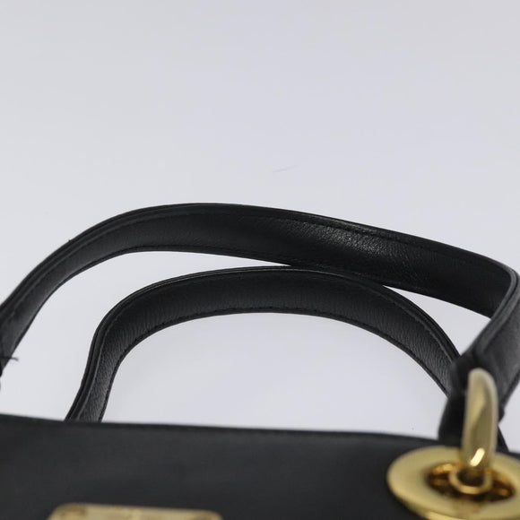 MCM Hand Bag Leather Black Gold Auth yk17655