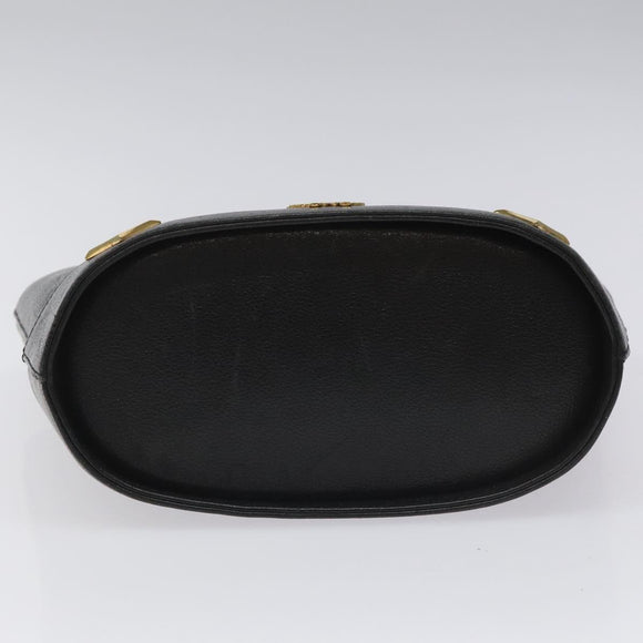 MCM Hand Bag Leather Black Gold Auth yk17655