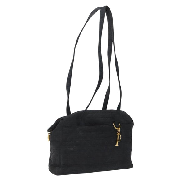 Christian Dior Canage Shoulder Bag Nylon Black Gold Auth yk17665