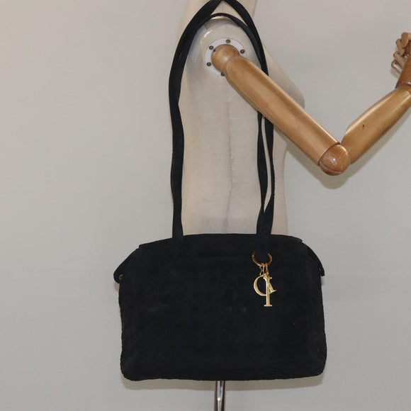 Christian Dior Canage Shoulder Bag Nylon Black Gold Auth yk17665