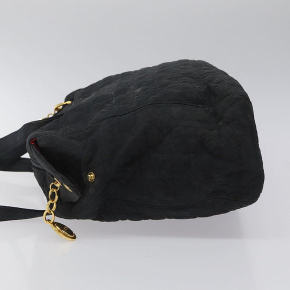 Christian Dior Canage Shoulder Bag Nylon Black Gold Auth yk17665