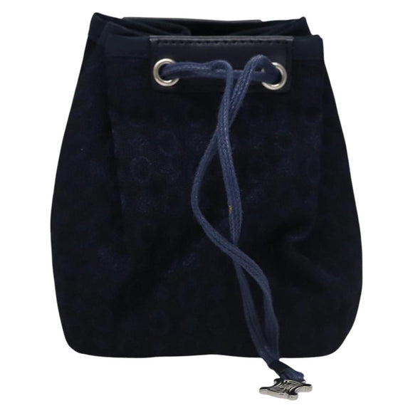 CELINE C Macadam Canvas Towel Pouch set Navy Yellow Auth yk17681