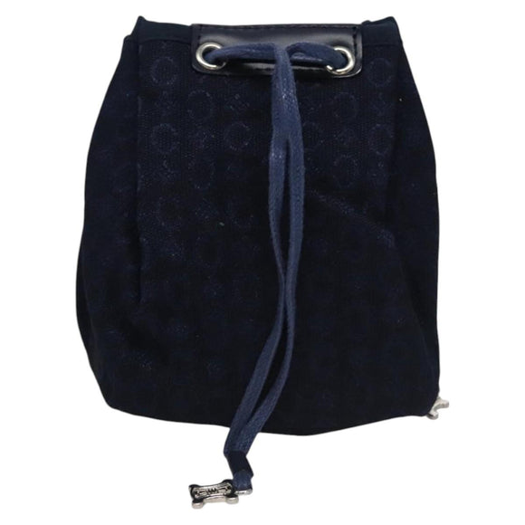 CELINE C Macadam Canvas Towel Pouch set Navy Yellow Auth yk17681