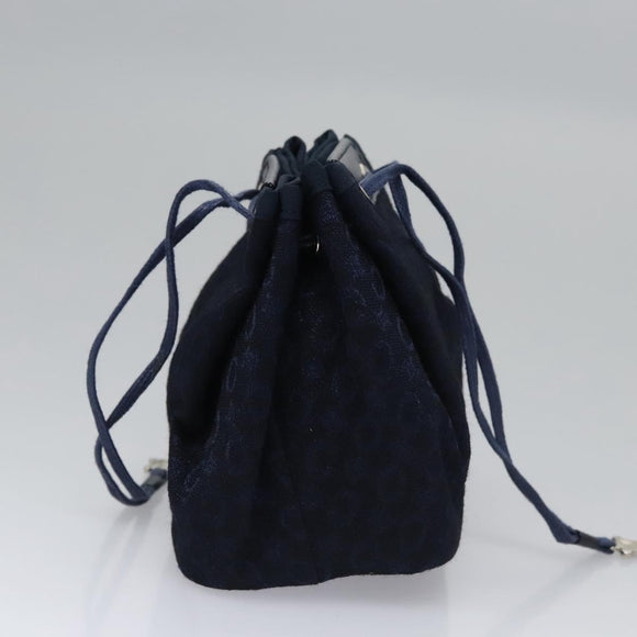 CELINE C Macadam Canvas Towel Pouch set Navy Yellow Auth yk17681