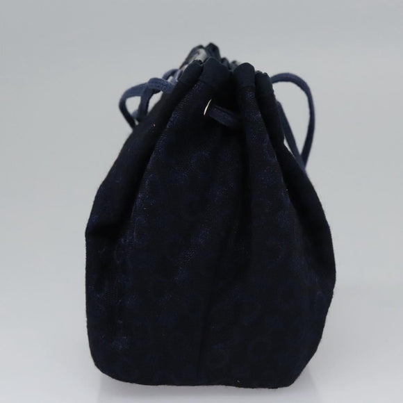 CELINE C Macadam Canvas Towel Pouch set Navy Yellow Auth yk17681