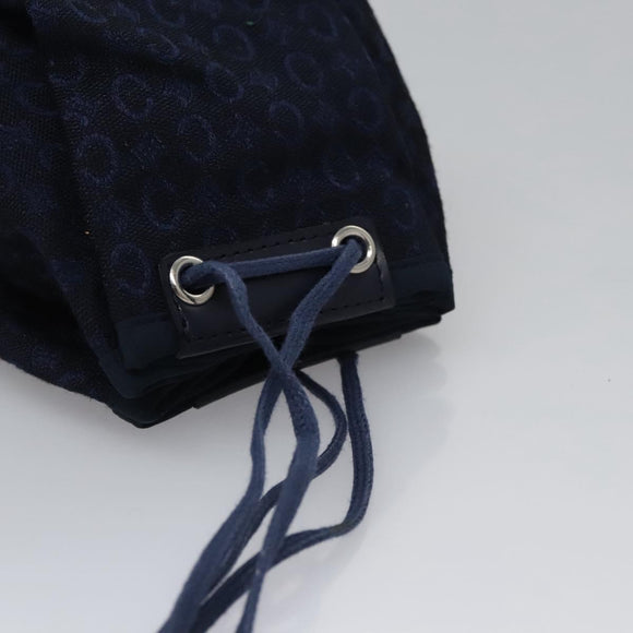CELINE C Macadam Canvas Towel Pouch set Navy Yellow Auth yk17681