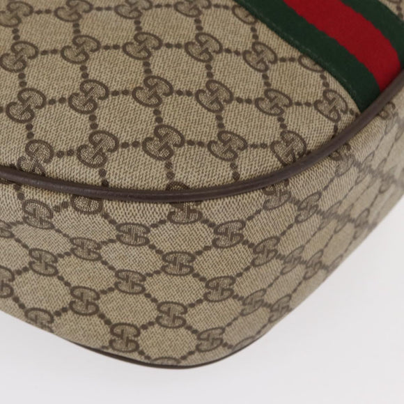 GUCCI GG Supreme Web Sherry Line Shoulder Bag PVC Beige 10 01 3840 Auth yk17755