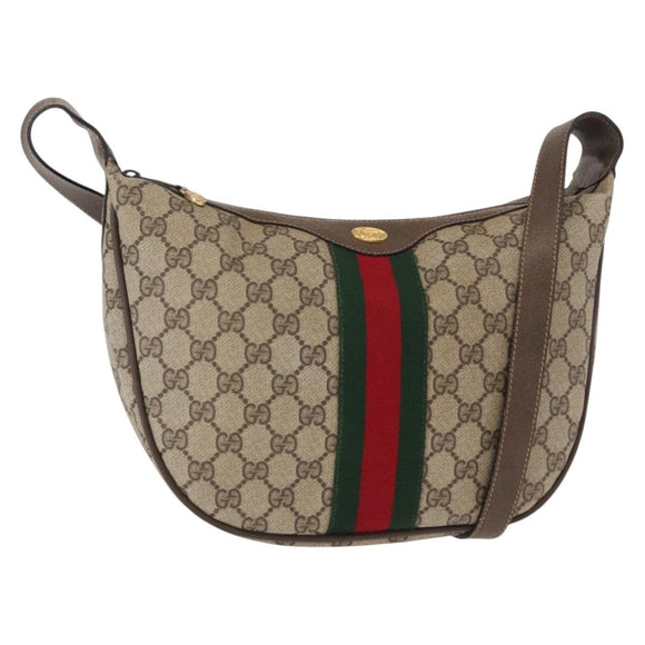 GUCCI GG Supreme Web Sherry Line Shoulder Bag PVC Beige 10 01 3840 Auth yk17755