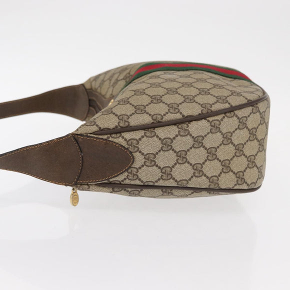 GUCCI GG Supreme Web Sherry Line Shoulder Bag PVC Beige 10 01 3840 Auth yk17755