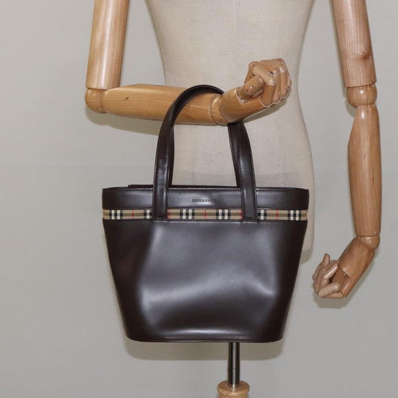BURBERRY Hand Bag Leather Brown Auth yk17756
