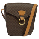 CELINE Macadam Canvas Shoulder Bag PVC Leather Brown Gold Auth yk17805-1