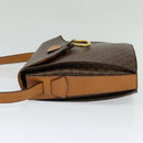 CELINE Macadam Canvas Shoulder Bag PVC Leather Brown Gold Auth yk17805-3