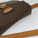 CELINE Macadam Canvas Shoulder Bag PVC Leather Brown Gold Auth yk17805-6