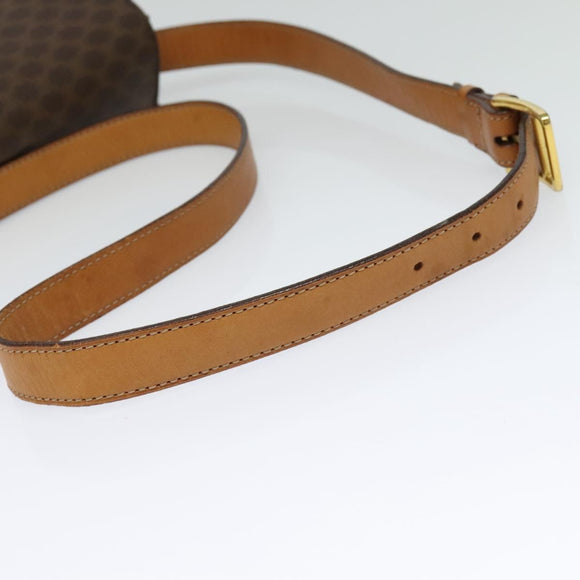 CELINE Macadam Canvas Shoulder Bag PVC Leather Brown Gold Auth yk17805