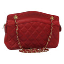 CHANEL Matelasse Chain Shoulder Bag Lamb Skin Gold Red CC Auth yk17818-1