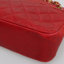 CHANEL Matelasse Chain Shoulder Bag Lamb Skin Gold Red CC Auth yk17818-9