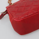 CHANEL Matelasse Chain Shoulder Bag Lamb Skin Gold Red CC Auth yk17818-14