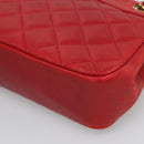 CHANEL Matelasse Chain Shoulder Bag Lamb Skin Gold Red CC Auth yk17818-15