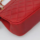 CHANEL Matelasse Chain Shoulder Bag Lamb Skin Gold Red CC Auth yk17818-16