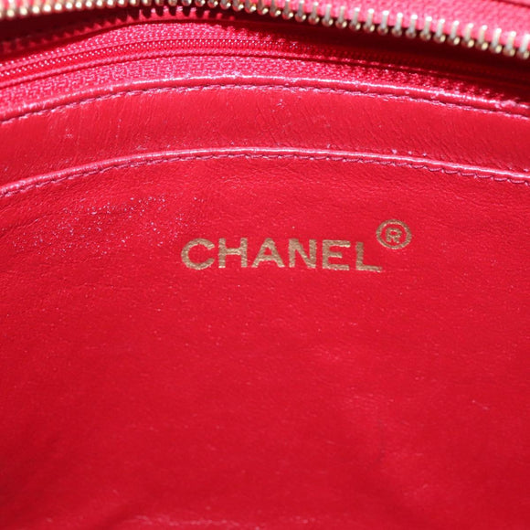 CHANEL Matelasse Chain Shoulder Bag Lamb Skin Gold Red CC Auth yk17818