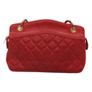 CHANEL Matelasse Chain Shoulder Bag Lamb Skin Gold Red CC Auth yk17818-13