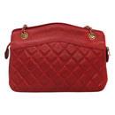 CHANEL Matelasse Chain Shoulder Bag Lamb Skin Gold Red CC Auth yk17818-2