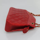 CHANEL Matelasse Chain Shoulder Bag Lamb Skin Gold Red CC Auth yk17818-3