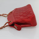 CHANEL Matelasse Chain Shoulder Bag Lamb Skin Gold Red CC Auth yk17818-4