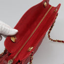 CHANEL Matelasse Chain Shoulder Bag Lamb Skin Gold Red CC Auth yk17818-6