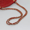 CHANEL Matelasse Chain Shoulder Bag Lamb Skin Gold Red CC Auth yk17818-7