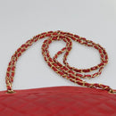 CHANEL Matelasse Chain Shoulder Bag Lamb Skin Gold Red CC Auth yk17818-8