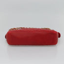 CHANEL Matelasse Chain Shoulder Bag Lamb Skin Gold Red CC Auth yk17818-5