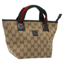 GUCCI GG Canvas Web Sherry Line Hand Bag Beige Silver 284728 Auth yk17820-1