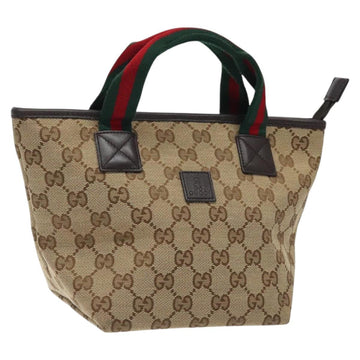 GUCCI GG Canvas Web Sherry Line Hand Bag Beige Silver 284728 Auth yk17820