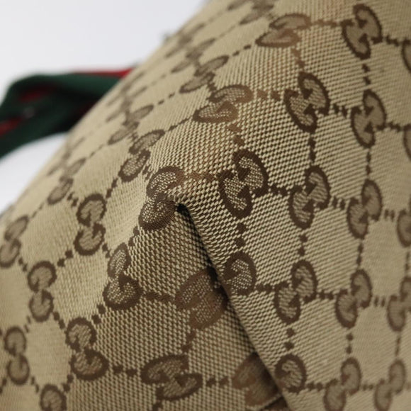 GUCCI GG Canvas Web Sherry Line Hand Bag Beige Silver 284728 Auth yk17820