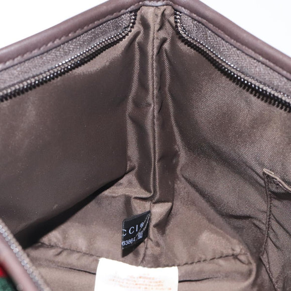 GUCCI GG Canvas Web Sherry Line Hand Bag Beige Silver 284728 Auth yk17820