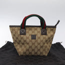 GUCCI GG Canvas Web Sherry Line Hand Bag Beige Silver 284728 Auth yk17820-12