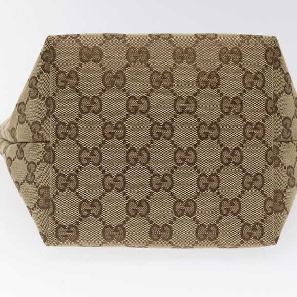 GUCCI GG Canvas Web Sherry Line Hand Bag Beige Silver 284728 Auth yk17820